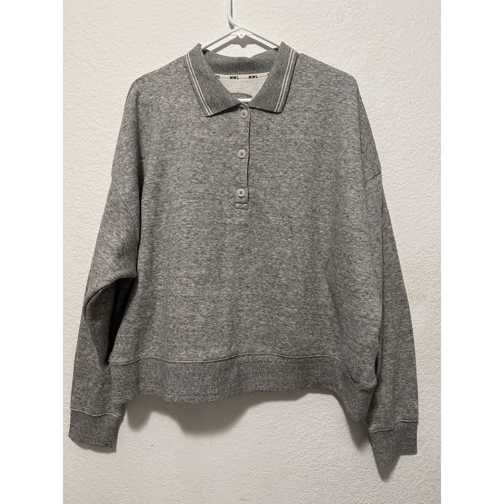 Mwl Make Weekends Longer Gray Collared Sweatshirt… - image 8